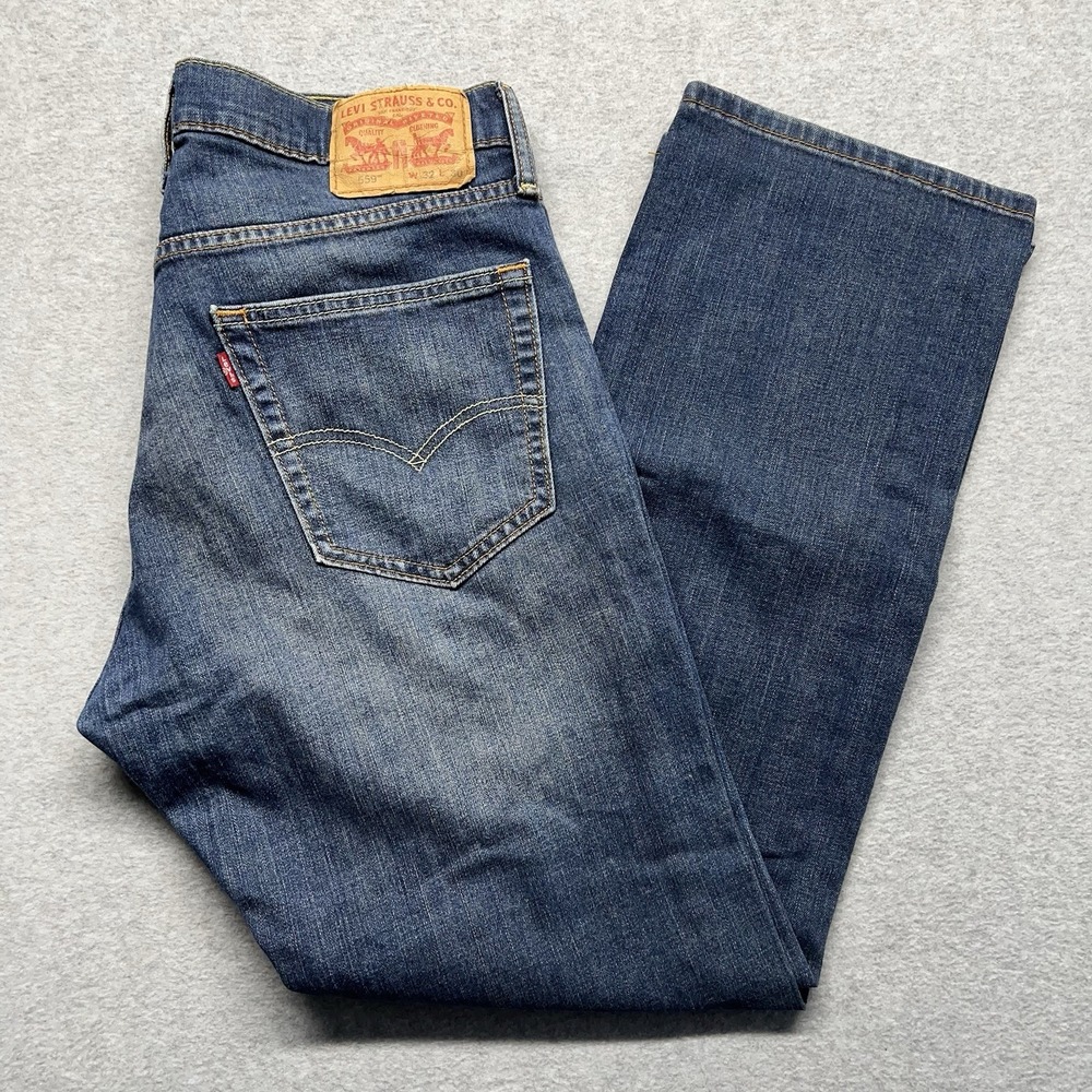 Levis 559 Jeans Mens 40x32‎ Blue Relaxed Straight Dark Wash Denim